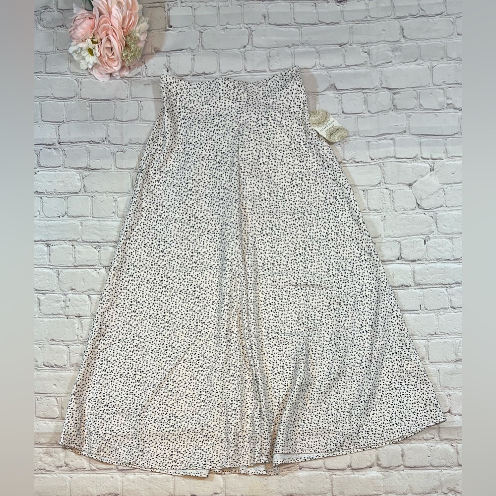 Altar'd State Cream Midi Skirt with Black Dot Print